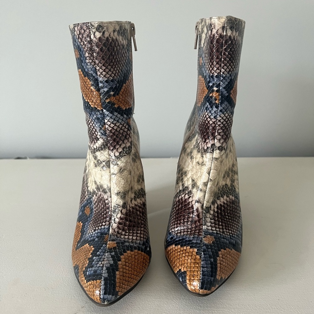 Snakeskin booties